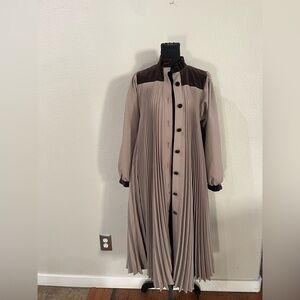 Vintage Trapeze knife pleat coat with velvet accents